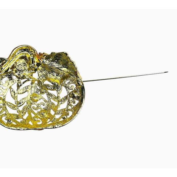 Kirks Folly Harvest Pumpkin Brooch Pin NO Enhancer Gold Tone Autumn Fall - Picture 4 of 9